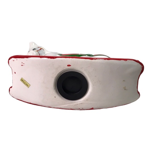 Vtg Holiday Ceramic Rocking Horse Piggy Bank Taiwan Cottagecore Christmas - Picture 3 of 8